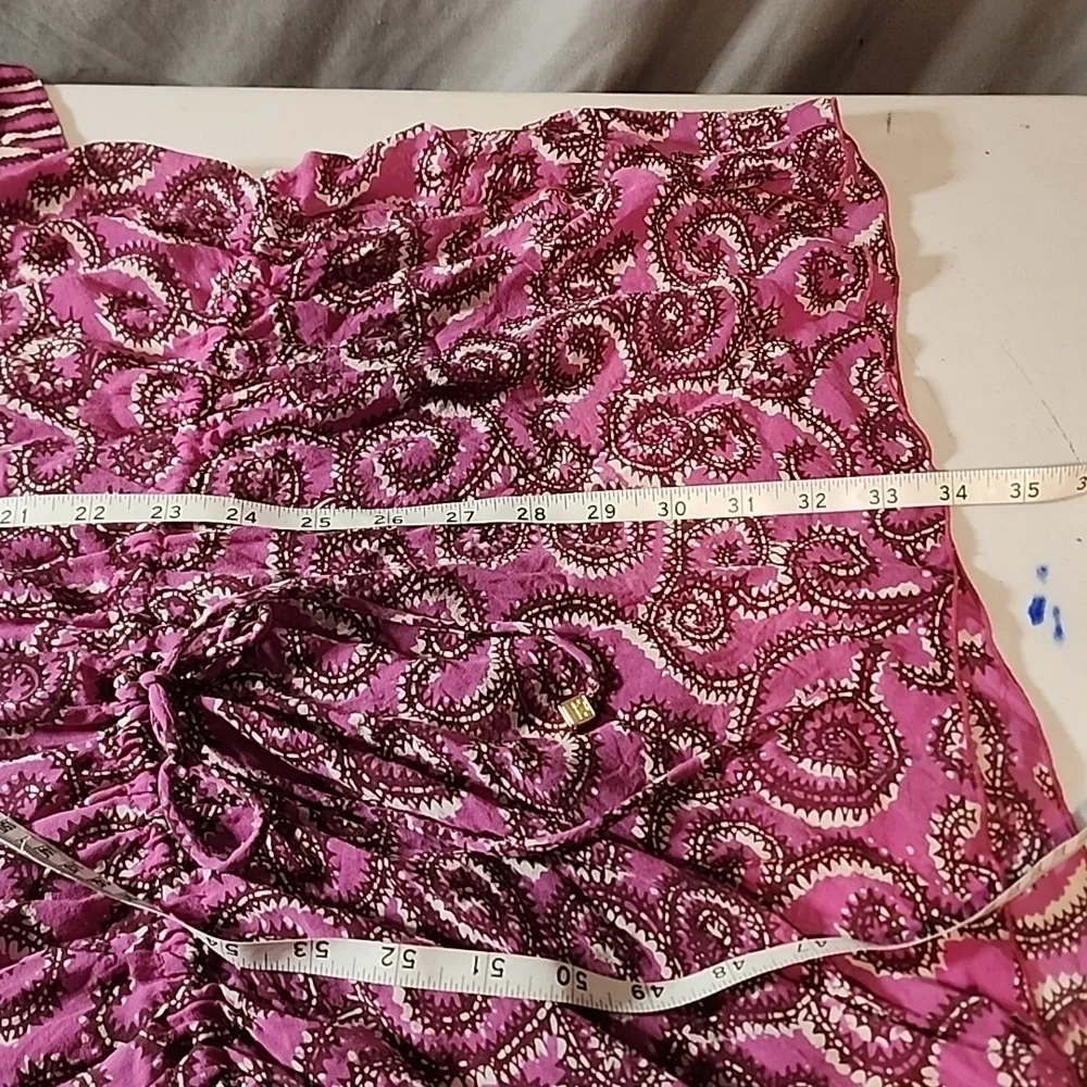 Tory Burch Purple and White Patterned Blouse Or Swim Cover Up